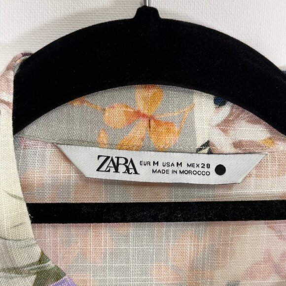 ZARA BLOGGER'S FAVE DRESS Multi-Color Viscose Linen Floral +, Med New w/out Tags - Picture 5 of 15